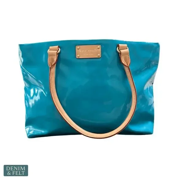 Kate Spade Rudy Henry Street Brightpeac Turquoise Patent Tote Shoulder Bag Luxe - Picture 2 of 16